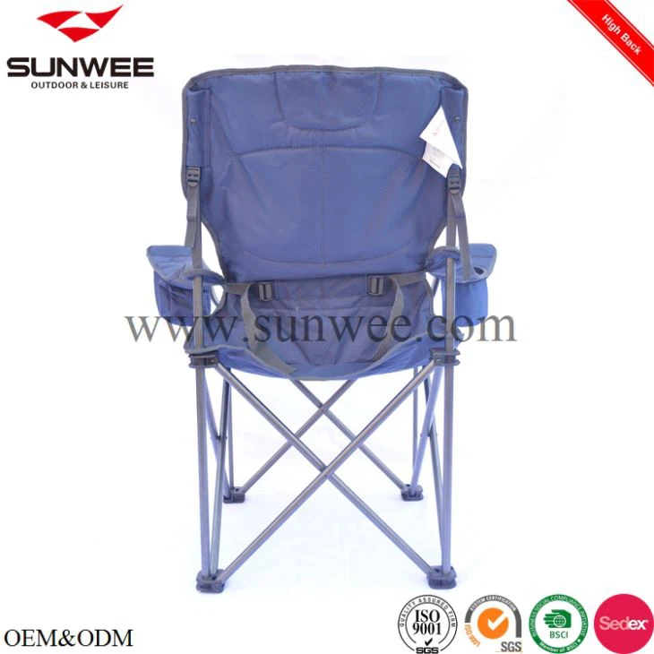 High back oversized padded camping chair with cooler